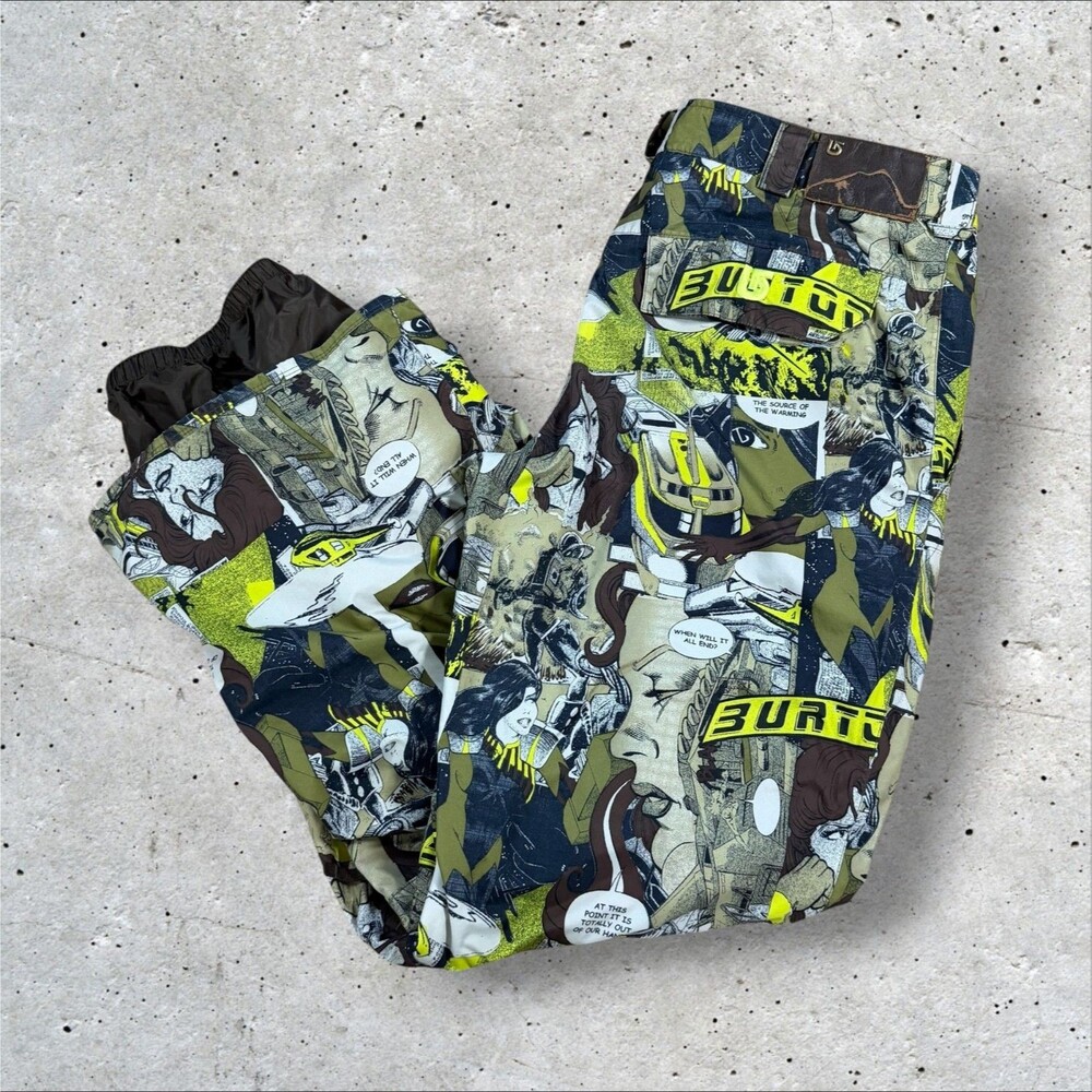 Burton Dryride Poacher Comic Book Print Snowboard Pants Ski Mens XL Snow